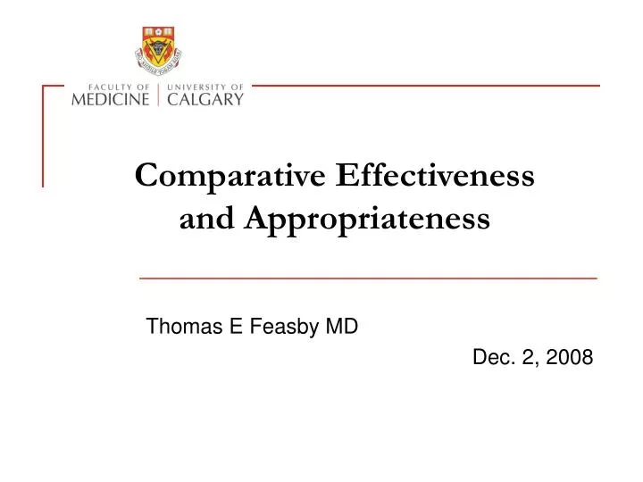 comparative effectiveness and appropriateness