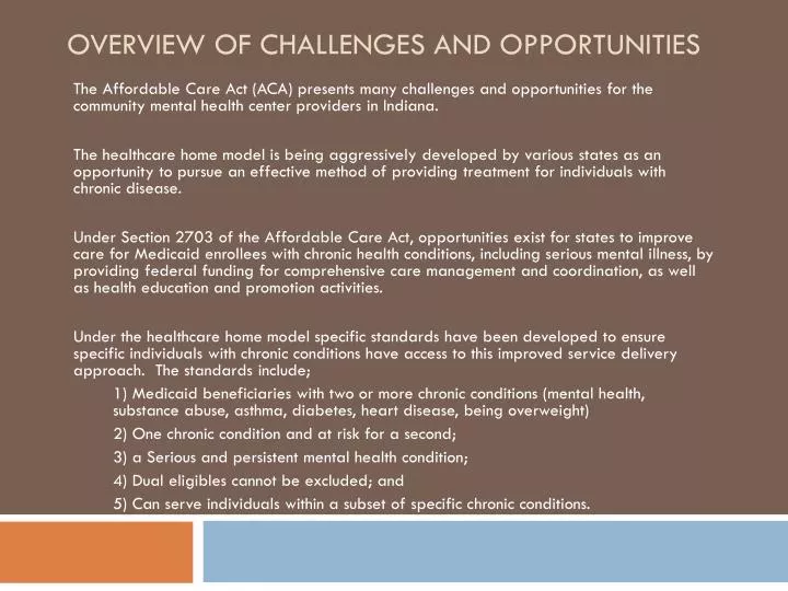 overview of challenges and opportunities