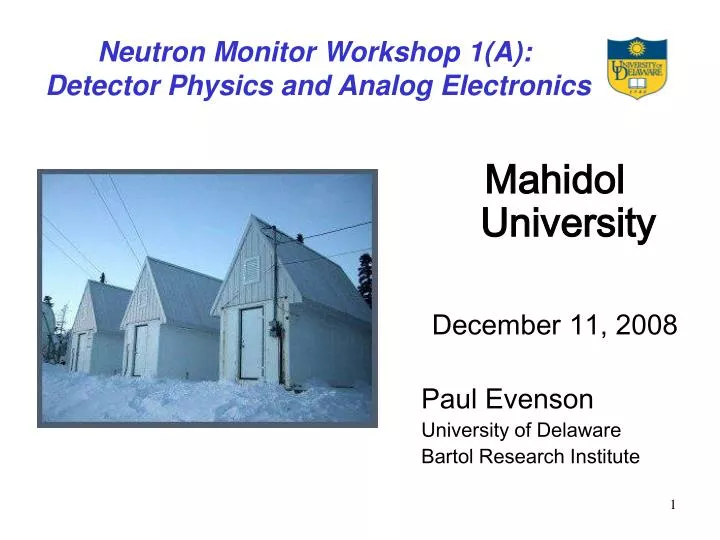 neutron monitor workshop 1 a detector physics and analog electronics