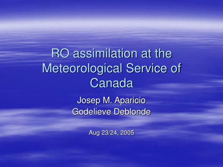 ro assimilation at the meteorological service of canada