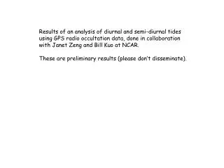 Results of an analysis of diurnal and semi-diurnal tides