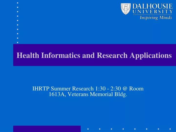 health informatics and research applications