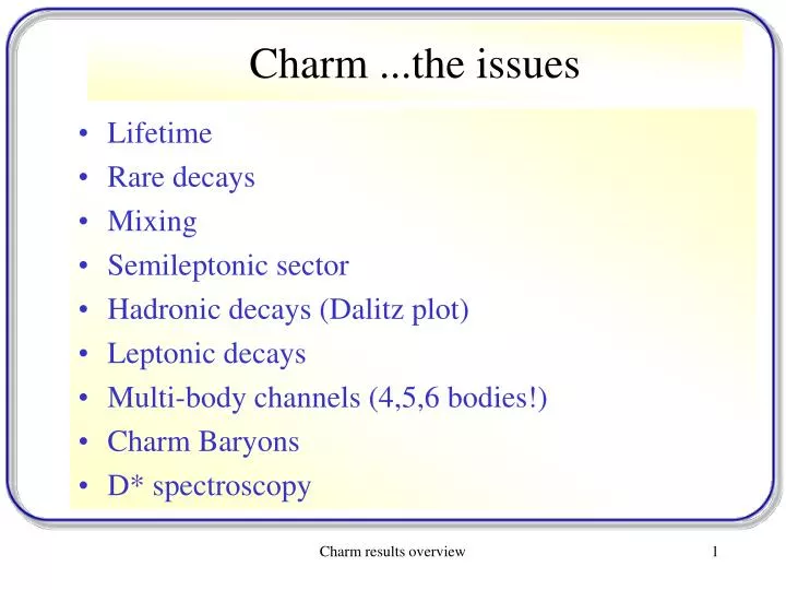 charm the issues