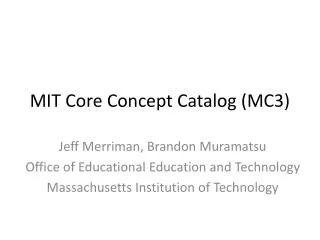 MIT Core Concept Catalog (MC3)