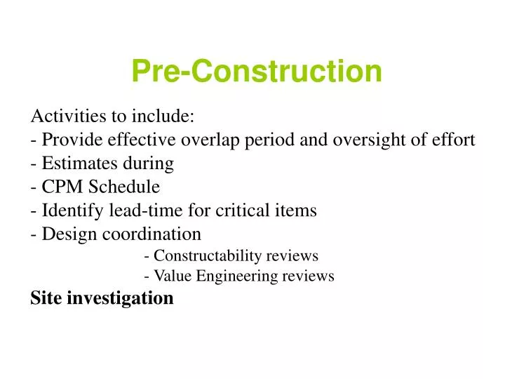 pre construction