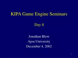 KIPA Game Engine Seminars