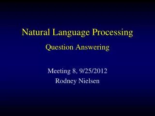Natural Language Processing Question Answering