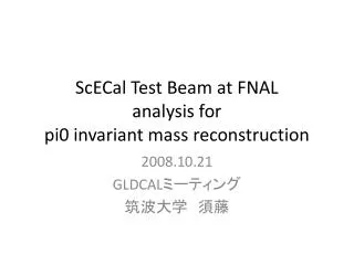 scecal test beam at fnal analysis for pi0 invariant mass reconstruction