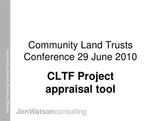 Community Land Trusts Conference 29 June 2010