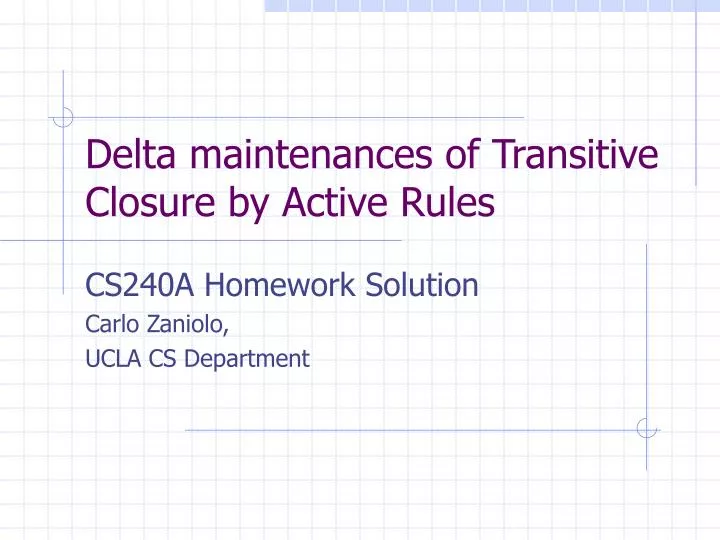 delta maintenances of transitive closure by active rules