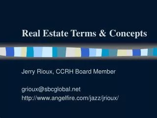 Real Estate Terms &amp; Concepts