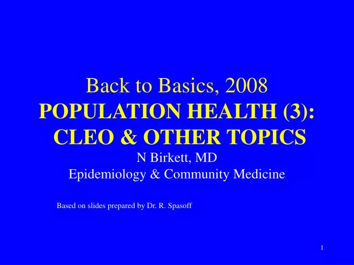 back to basics 2008 population health 3 cleo other topics