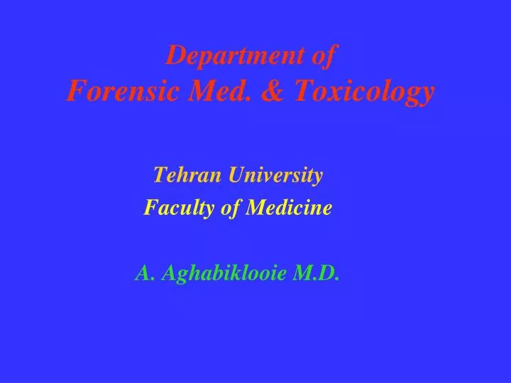 department of forensic med toxicology