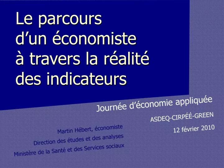 le parcours d un conomiste travers la r alit des indicateurs