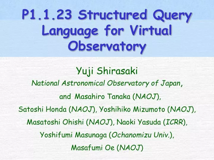p1 1 23 structured query language for virtual observatory