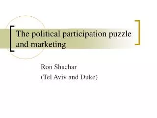 The political participation puzzle and marketing