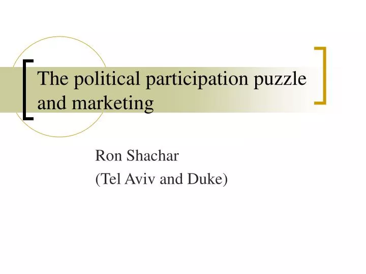 the political participation puzzle and marketing
