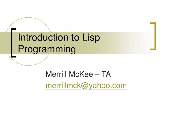 introduction to lisp programming