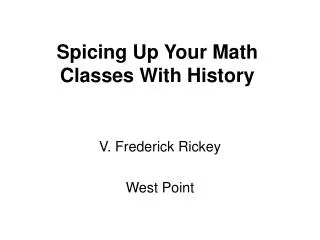 Spicing Up Your Math Classes With History