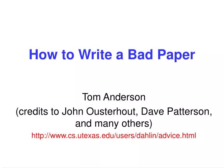 how to write a bad paper