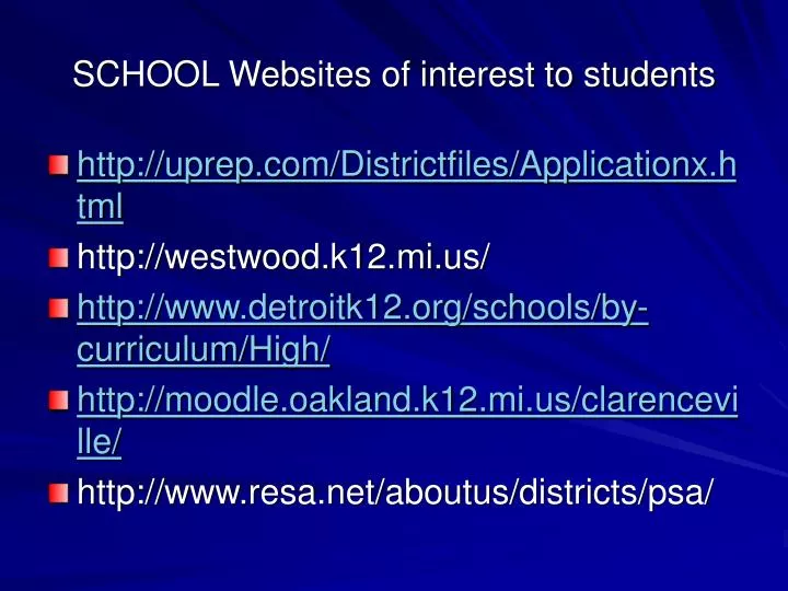 school websites of interest to students