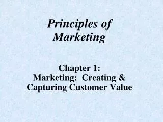 Principles of Marketing Chapter 1: Marketing: Creating &amp; Capturing Customer Value