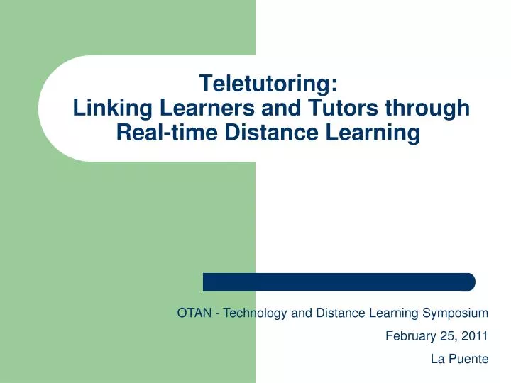 teletutoring linking learners and tutors through real time distance learning