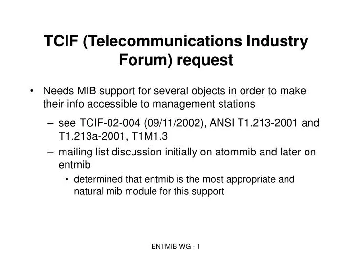 tcif telecommunications industry forum request
