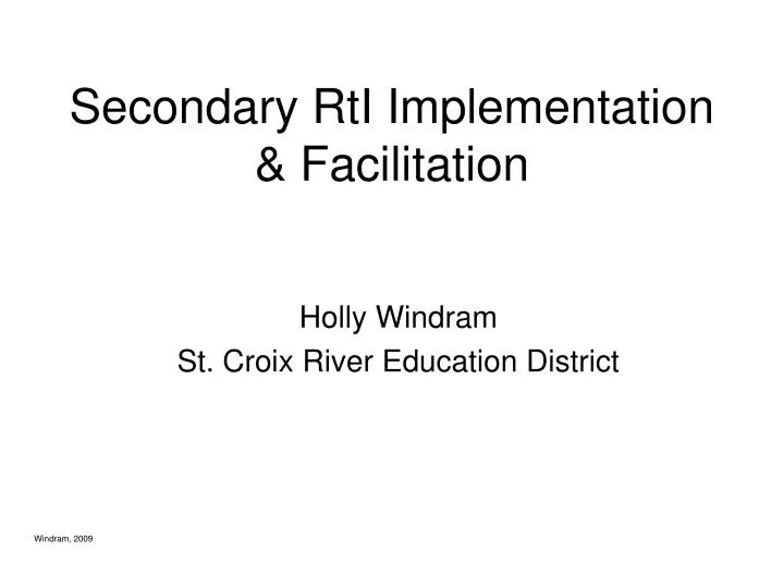 secondary rti implementation facilitation