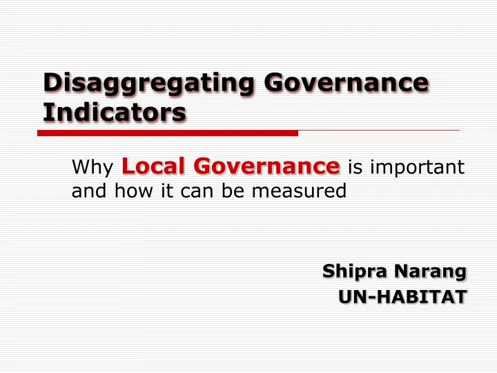 disaggregating governance indicators