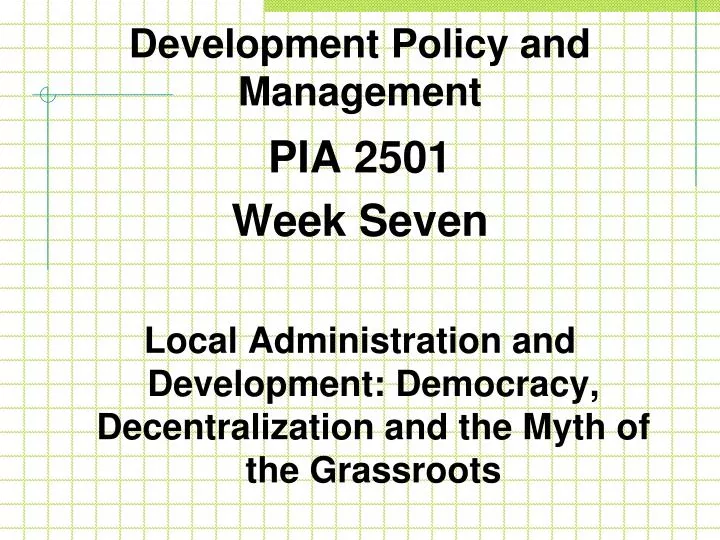 development policy and management