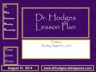 Dr. Hodges Lesson Plan