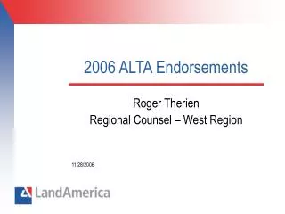 2006 ALTA Endorsements