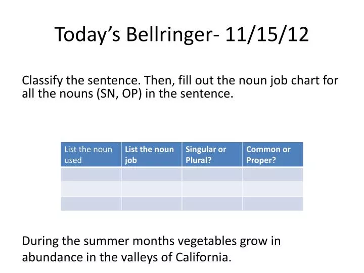 today s bellringer 11 15 12
