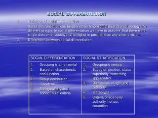 SOCIAL DIFFERENTIATION