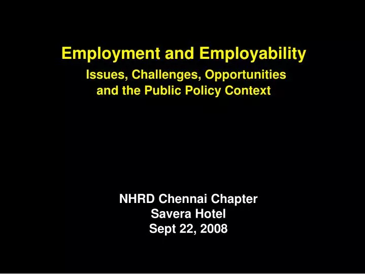 employment and employability issues challenges opportunities and the public policy context
