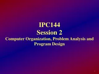 IPC144 Session 2 Computer Organization, Problem Analysis and Program Design