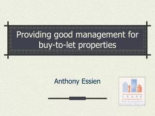 Providing good management for buy-to-let properties