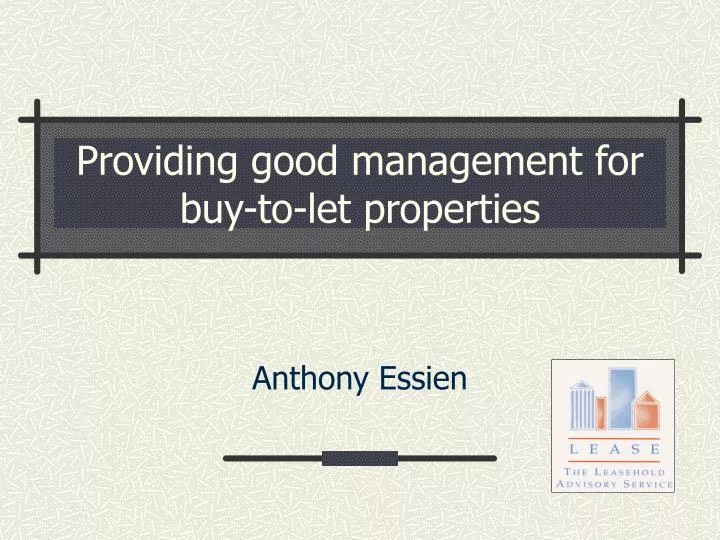 providing good management for buy to let properties