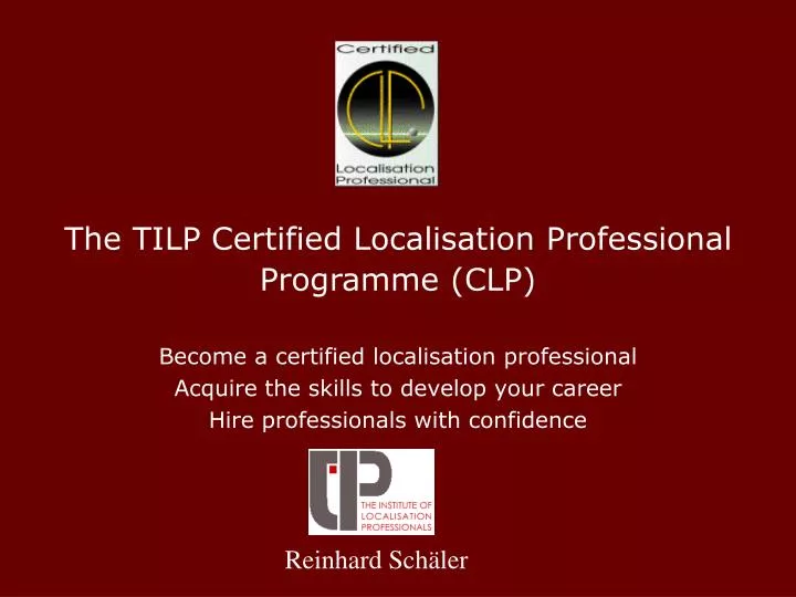 the tilp certified localisation professional programme clp