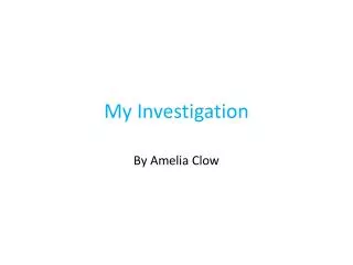 My Investigation