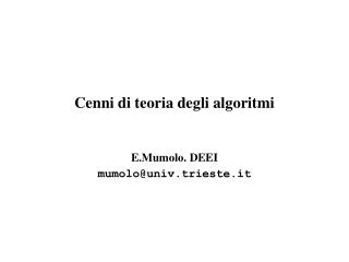 cenni di teoria degli algoritmi