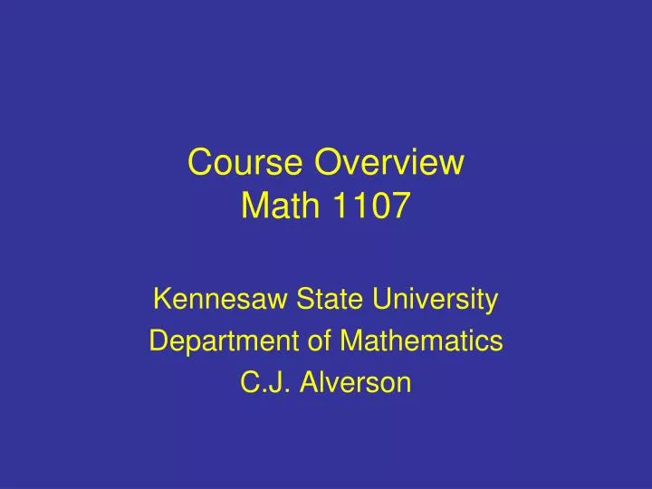 course overview math 1107