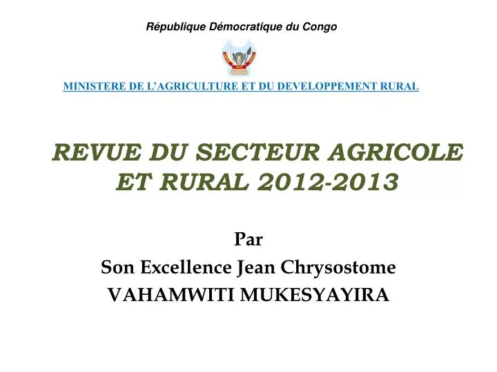 revue du secteur agricole et rural 2012 2013