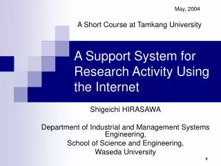 A Support System for Research Activity Using the Internet