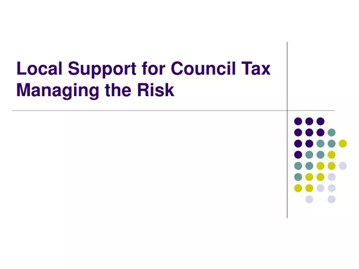 local support for council tax managing the risk