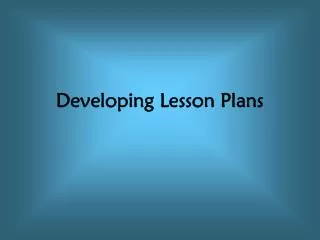 Developing Lesson Plans