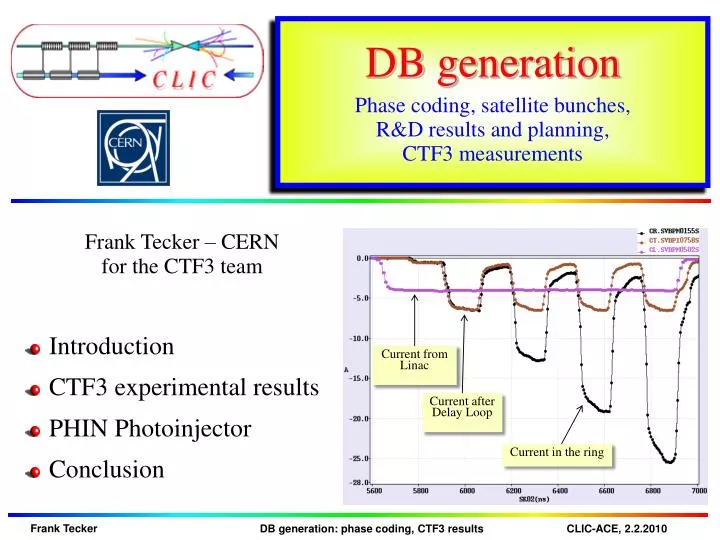 db generation phase coding satellite bunches r d results and planning ctf3 measurements