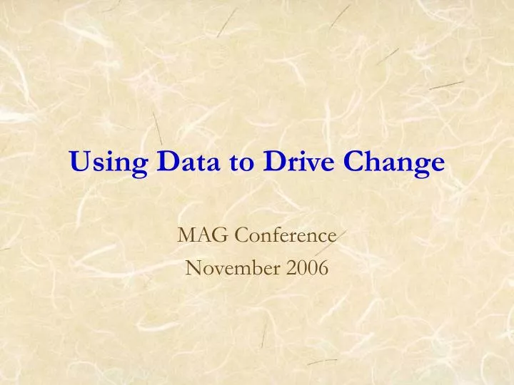 using data to drive change