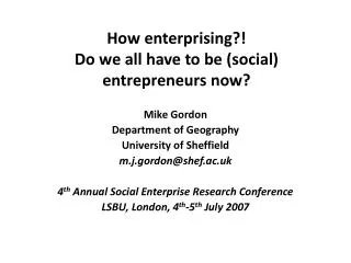 How enterprising?! Do we all have to be (social) entrepreneurs now?
